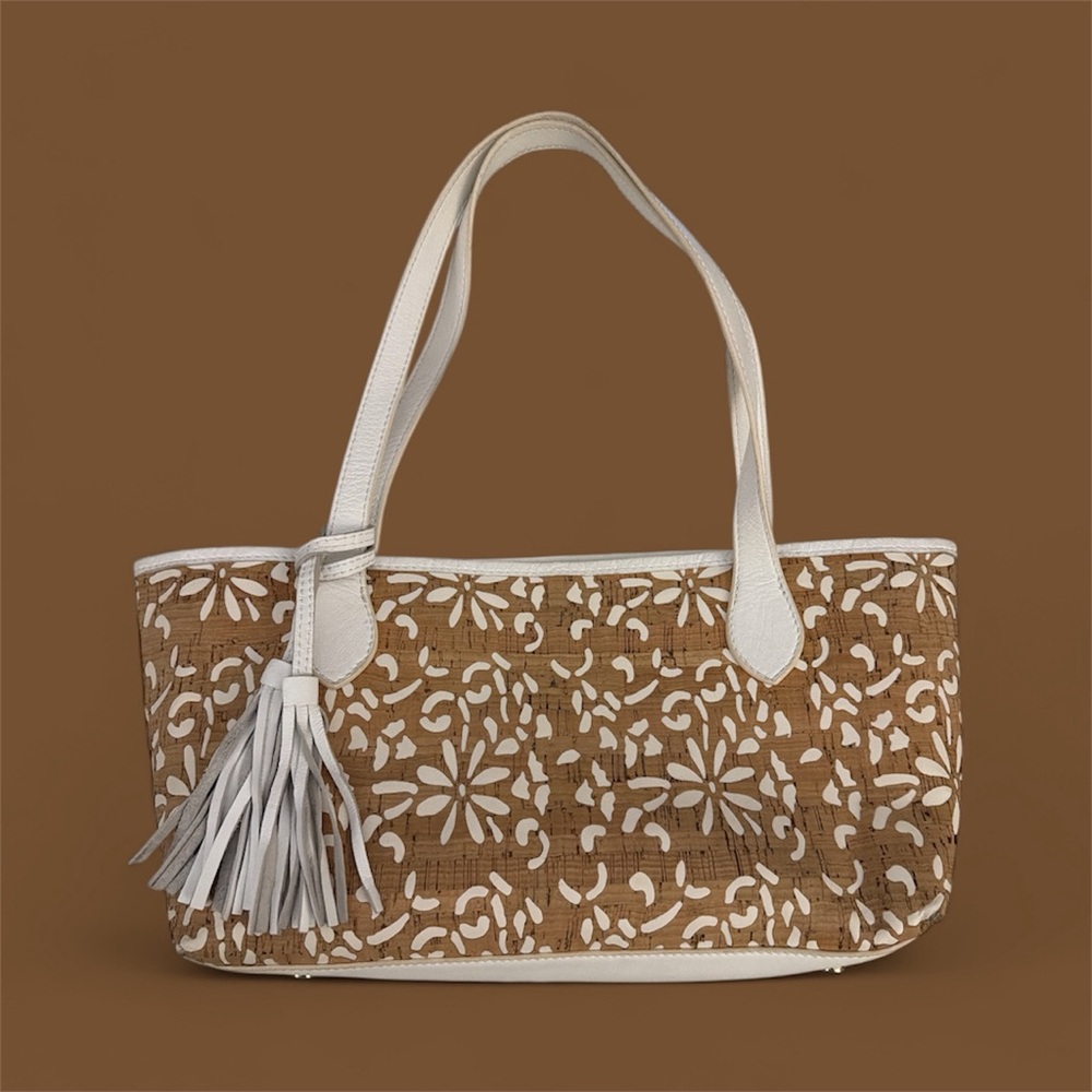 Buco Brown Cork and White Tote Bag